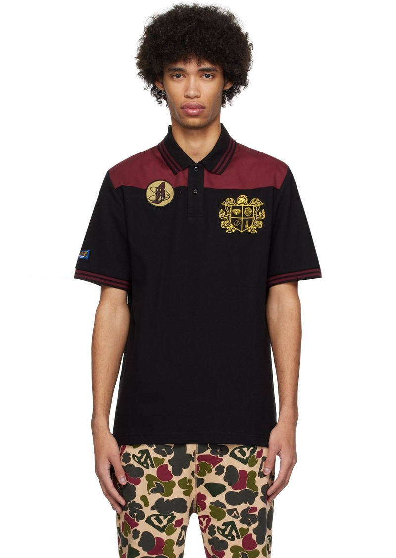 Billionaire Boys Club Black & Burgundy Paneled Polo