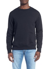 Billy Reid Dover Crewneck Sweatshirt with Leather Elbow Patches in Dark Midnight at Nordstrom
