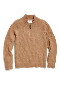 Billy Reid Fisherman Rib Half Zip Wool Sweater