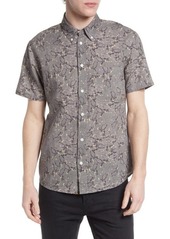Billy Reid Men's Tuscumbia Short Sleeve Cotton & Linen Button-Up Shirt in Grey at Nordstrom