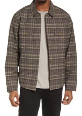 Billy Reid Theo Plaid Insulated Linen & Cotton Shirt Jacket in Tan/Black at Nordstrom