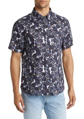 Billy Reid Tuscumbia Oyster Print Short Sleeve Linen Button-Down Shirt