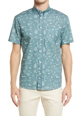 Billy Reid Boardwalk Standard Fit Short Sleeve Button-Down Shirt in Steel Blue at Nordstrom