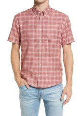 Billy Reid Kirby Slim Fit Plaid Short Sleeve Button-Down Shirt in Plum at Nordstrom