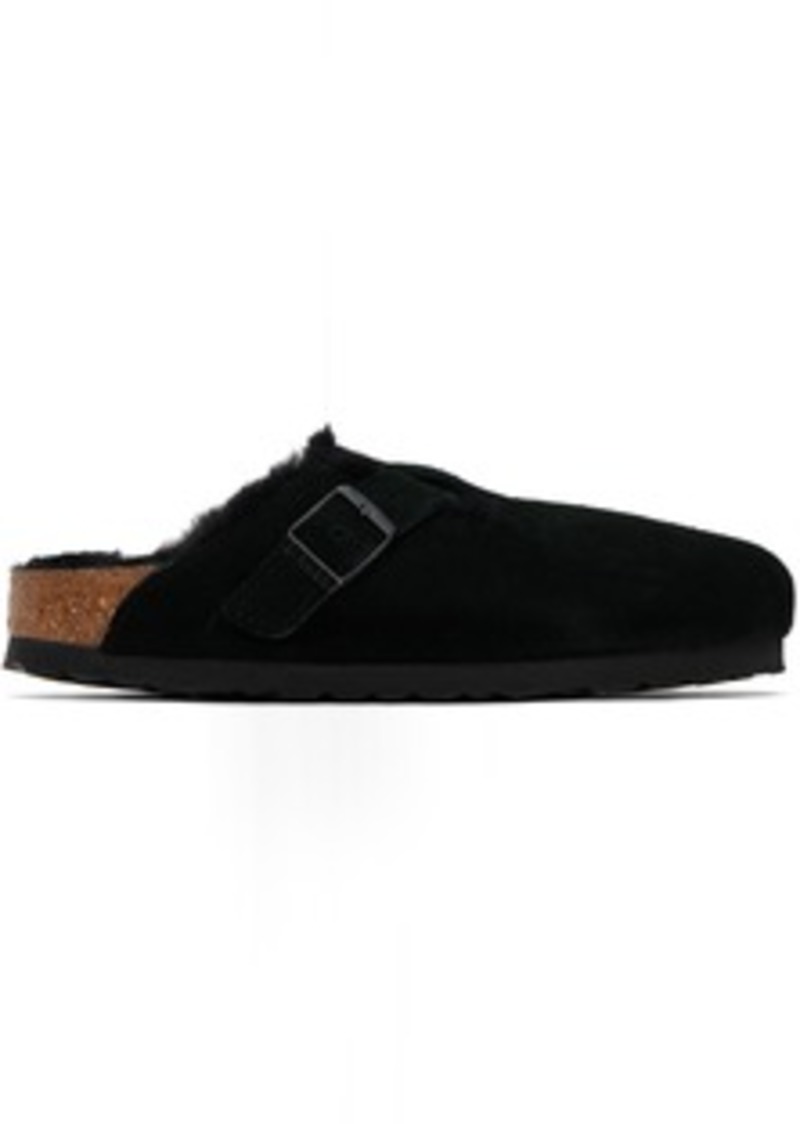 Birkenstock Black Narrow Boston Shearling Slip-On Loafers