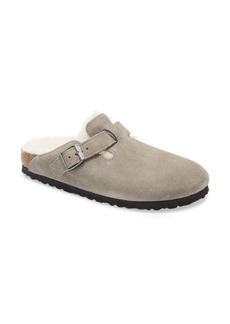 Birkenstock Boston Genuine Shearling Lined Clog in Stone Coin Suede at Nordstrom