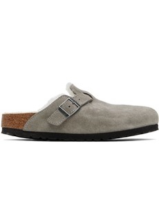 Birkenstock Gray Narrow Boston Shearling Loafers