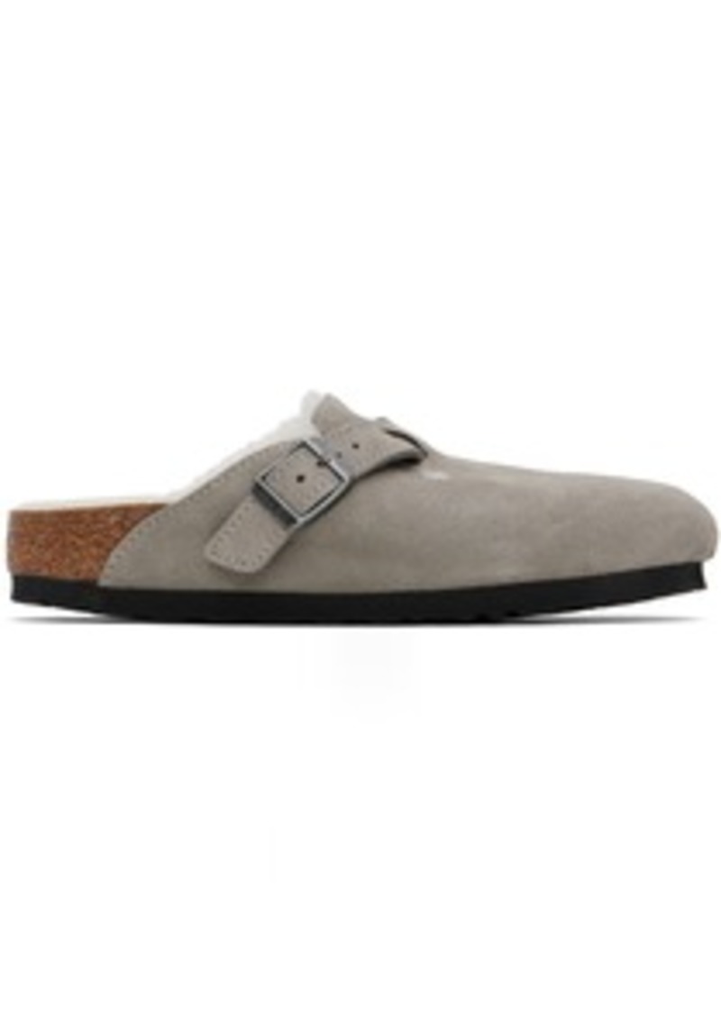 Birkenstock Gray Regular Boston Shearling Slip-On Loafers