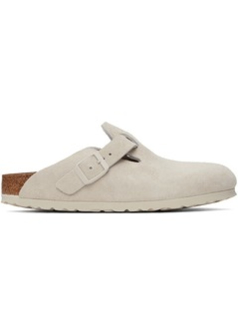 Birkenstock Off-White Narrow Boston Soft Footbed Loafers