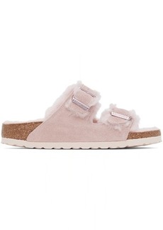 Birkenstock Pink Narrow Arizona Shearling Sandals