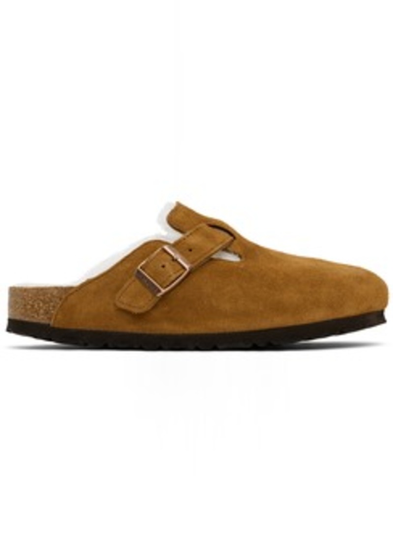 Birkenstock Tan Narrow Boston Shearling Slip-on Loafers