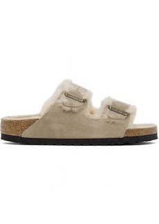 Birkenstock Taupe Narrow Arizona Shearling Sandals