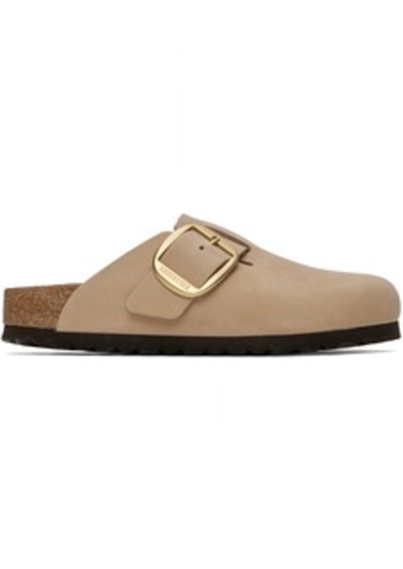 Birkenstock Taupe Narrow Boston Big Buckle Loafers