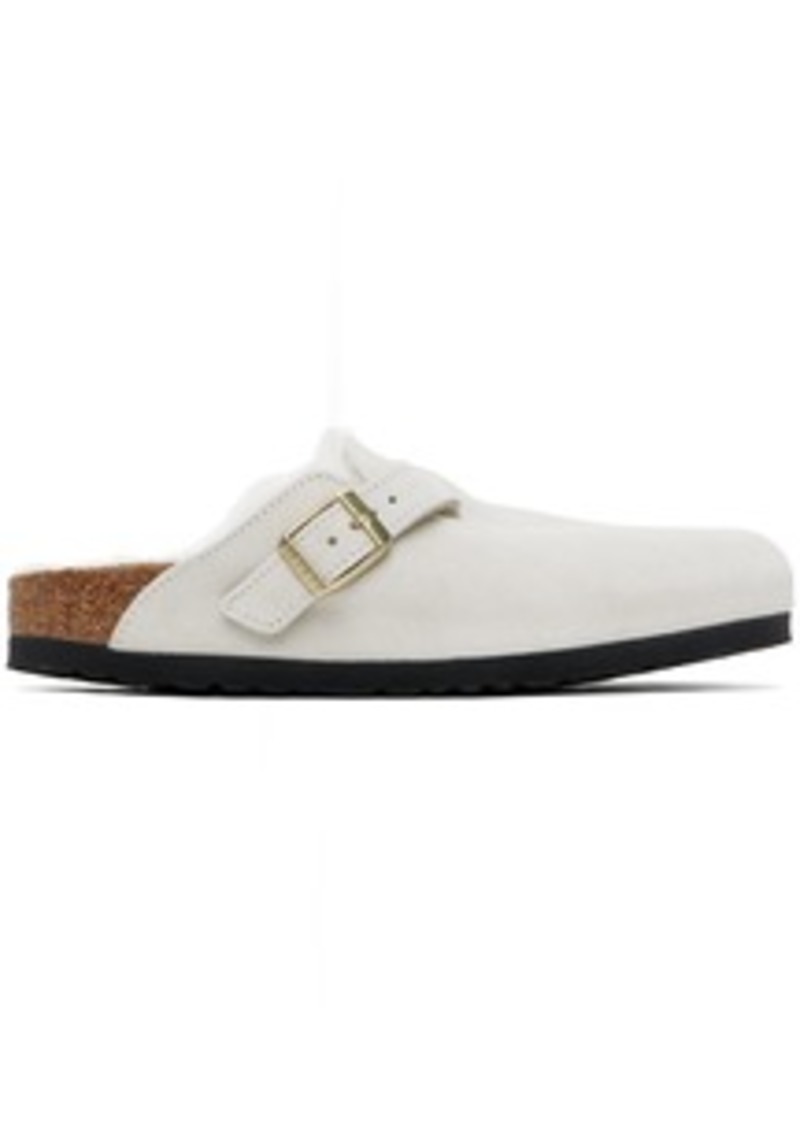 Birkenstock White Boston Shearling Loafers