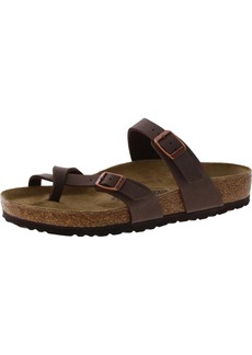 Birkenstock Womens Faux Leather Adjustable Slide Sandals