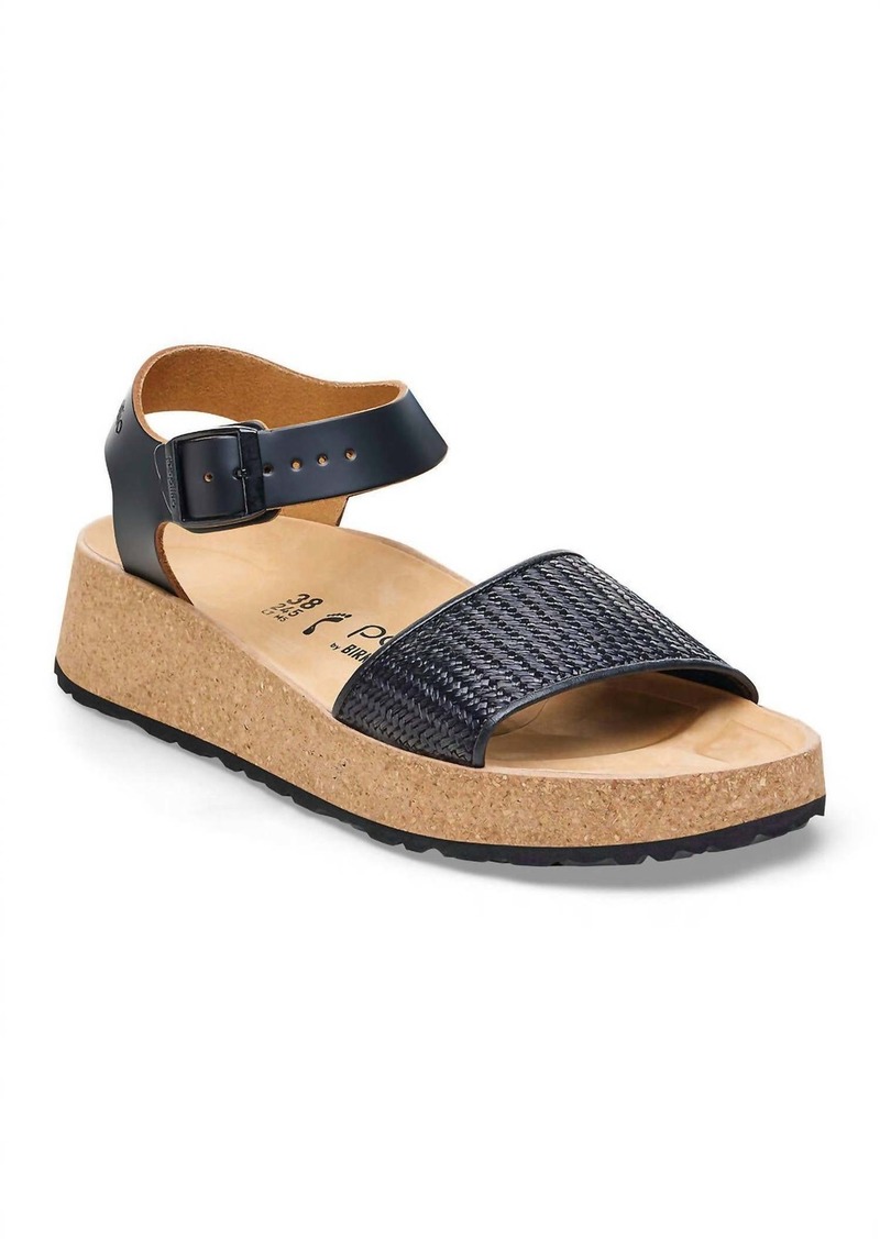 Birkenstock Women's Glenda Raffia Leather Sandals - Medium/narrow In Black