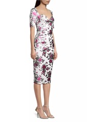 Black Halo Amandalee Floral Sheath Cocktail Dress