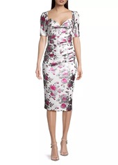 Black Halo Amandalee Floral Sheath Cocktail Dress