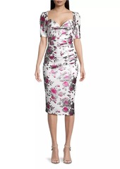 Black Halo Amandalee Floral Sheath Cocktail Dress