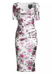 Black Halo Amandalee Floral Sheath Cocktail Dress