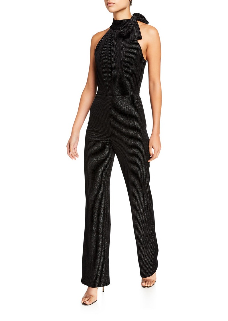 velvet halter jumpsuit