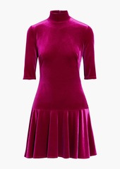 Black Halo - Fluted stretch-velvet mini dress - Purple - US 0