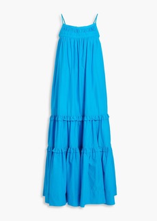 Black Halo - Ruffle-trimmed tiered cotton maxi dress - Blue - XS