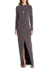 Black Halo Cece Metallic Long Sleeve Gown