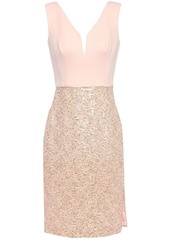 Black Halo Eve By Laurel Berman Woman Paneled Sequined Tulle And Ponte Dress Pink