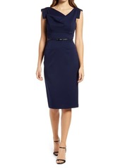 Black Halo Jackie Belted Stretch Gabardine Sheath Dress