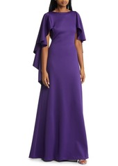 Black Halo Lotus Drape Sleeve Gown in Purple Rose at Nordstrom
