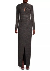 Black Halo Cece Metallic Long-Sleeve Gown