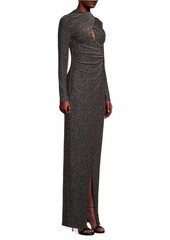 Black Halo Cece Metallic Long-Sleeve Gown