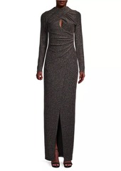 Black Halo Cece Metallic Long-Sleeve Gown