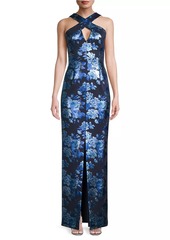 Black Halo Charlene Metallic Floral Gown