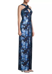 Black Halo Charlene Metallic Floral Gown