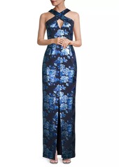 Black Halo Charlene Metallic Floral Gown