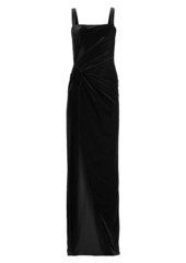 Black Halo Domino Draped Velvet Gown