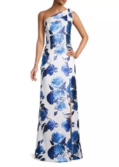 Black Halo Eve Dolan Floral One-Shoulder Gown