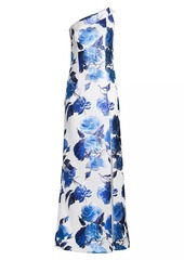 Black Halo Eve Dolan Floral One-Shoulder Gown