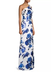 Black Halo Eve Dolan Floral One-Shoulder Gown