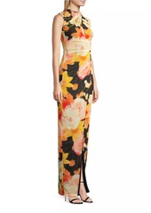 Black Halo Eve Elaina Draped Floral Gown