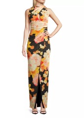 Black Halo Eve Elaina Draped Floral Gown