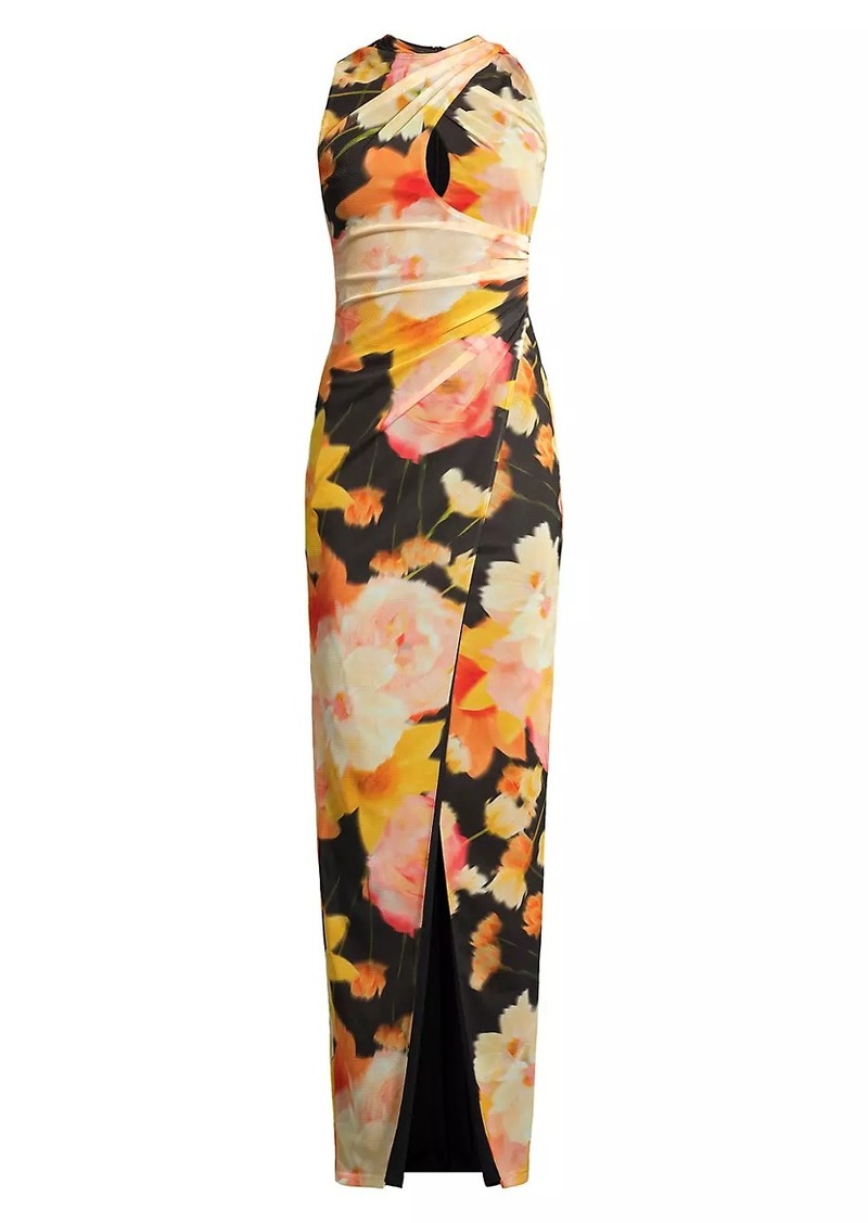 Black Halo Eve Elaina Draped Floral Gown