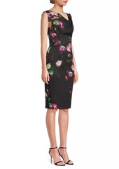 Black Halo Jackie O Floral Draped Midi-Dress