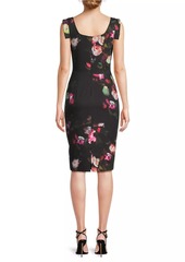 Black Halo Jackie O Floral Draped Midi-Dress