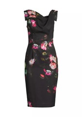 Black Halo Jackie O Floral Draped Midi-Dress