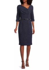 Black Halo Jackie O Stretch Bouclé Cowlneck Midi-Dress