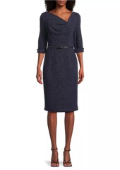 Black Halo Jackie O Stretch Bouclé Cowlneck Midi-Dress