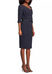 Black Halo Jackie O Stretch Bouclé Cowlneck Midi-Dress